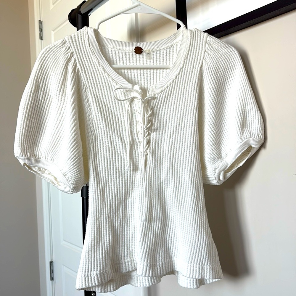 Free People Short Sleeve Peasant Shirt